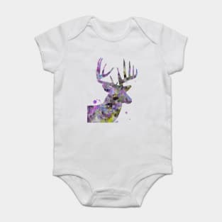 Watercolor Deer Portrait Baby Bodysuit